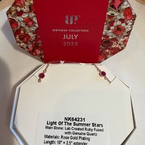 Elegant Ruby Earrings in Rose Gold Plating